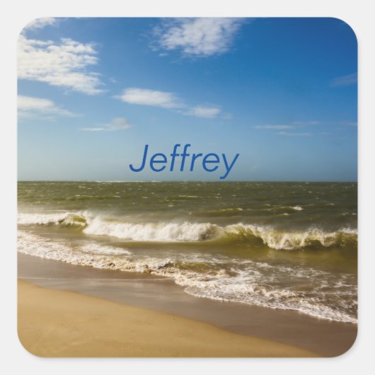 海と波 スクエアシール (正面)