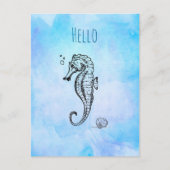 海と海の青い水の色こんにちは ポストカード (正面)