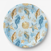 海と海パターン ペーパープレート (正面)