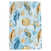 海と海パターン ミディアムペーパーバッグ (正面)