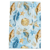 海と海パターン ミディアムペーパーバッグ (裏面)