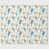 海と海パターン ラッピングペーパー (フラット)