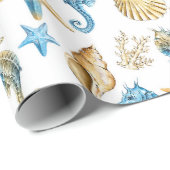 海と海パターン ラッピングペーパー (ロールコーナー)