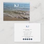 海と砂のビーチ波ソーシャルメディアのアイコン 名刺 (正面/裏面)