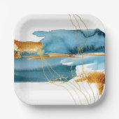 海と砂のモダンな水彩沿岸 ペーパープレート (正面)