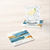 海と砂のモダン水の色の結婚ナプキン スクエアペーパーコースター (インサイチュ)