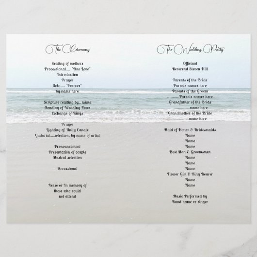 海と砂の式結婚の折り畳みプログラム (裏面)