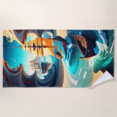 海と砂の背の高い船 ビーチタオル (正面)