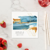 海と砂モダンの水の色結婚の スタンダードカクテルナプキン (インサイチュ)