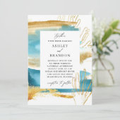 海と砂モダンの水の色結婚の 招待状 (スタンド正面)