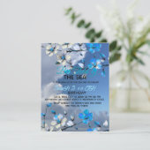 海と空の青と白の誕生日招待状 モダン 出欠カード (スタンド正面)