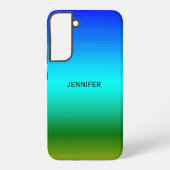 海と空の青と緑のグラデーションに名前を追加 SAMSUNG GALAXYケース (裏面)
