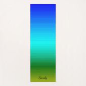海と空の青と緑のグラデーション名前を追加 ヨガマット (正面)