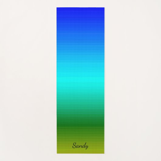 海と空の青と緑のグラデーション名前を追加 ヨガマット (正面)