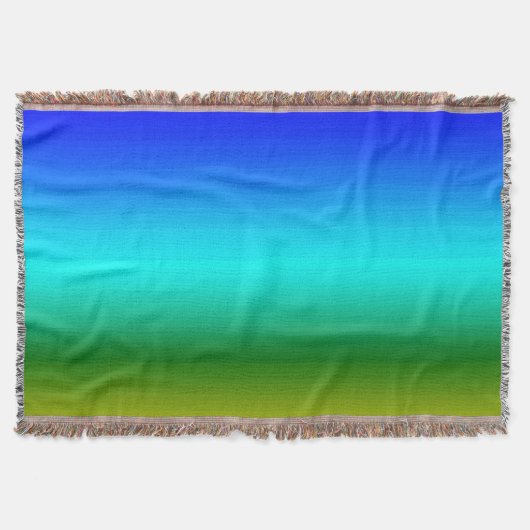 海と空の青と緑のグラデーション スローブランケット (正面)