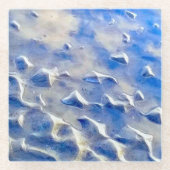 海と空の青の反射 ガラスコースター (正面)