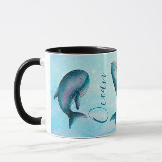 海と自然を愛する人へのクジラアートギフト マグカップ