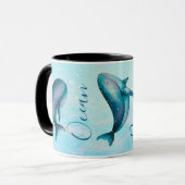 海と自然を愛する人へのクジラアートギフト マグカップ (正面左)