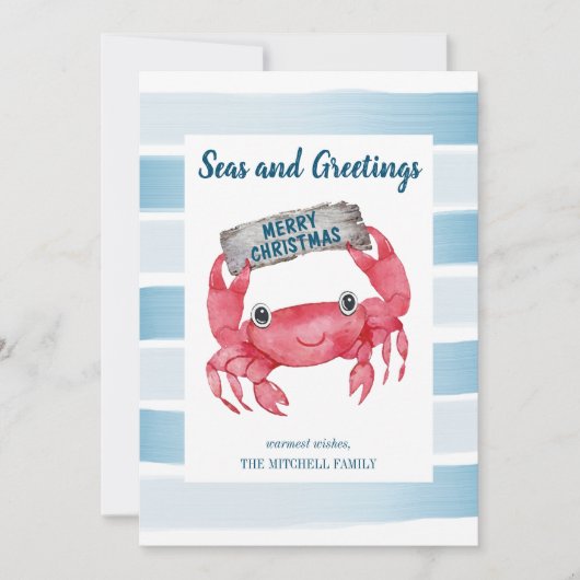 海と航海のあいさつカニクリスマス シーズンカード (正面)