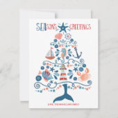 海と航海の挨拶ビーチクリスマスツリー シーズンカード (正面)