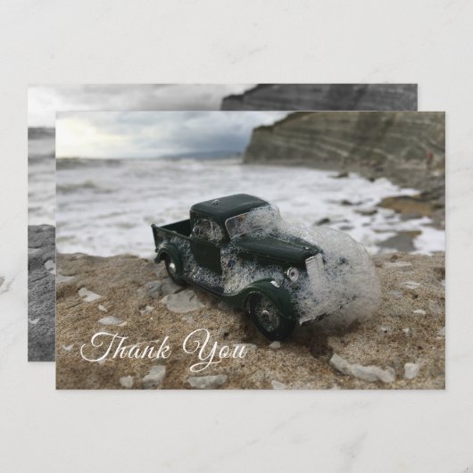 海と車を使った記念カードの葬儀に感謝 サンキューカード (正面/裏面)
