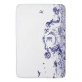 海と青と白の人魚の地獄のモノグラム バスマット (正面縦)