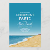 海と青空のビーチでの退職パーティー 招待状 (正面)