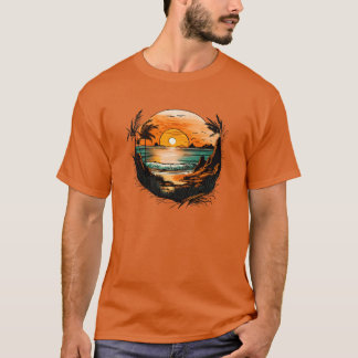 海と鳥の夏のビーチギフト Tシャツ