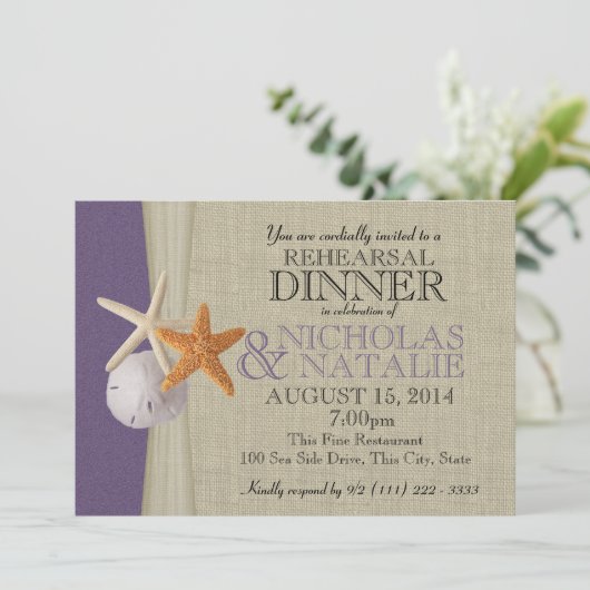 海とBurlapパープルリハーサルディナー 招待状 (スタンド正面)