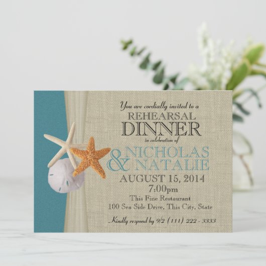 海とBurlapルックリハーサルディナー 招待状 (スタンド正面)