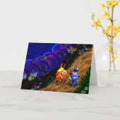 海によって歩いているろば カード (黄色い花)