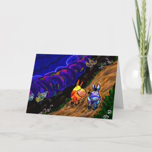 海によって歩いているろば カード (正面)