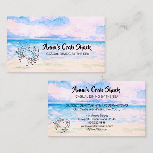 海によって*~*のカニの掘っ建て小屋のカジュアルな食事 名刺 (正面/裏面)