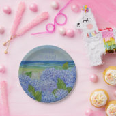 海によるハッピーバースデーのアジサイ ペーパープレート (パーティー)