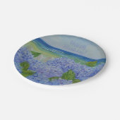 海によるハッピーバースデーのアジサイ ペーパープレート (アングル)