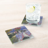 海によるバラ ガラスコースター (アングル)