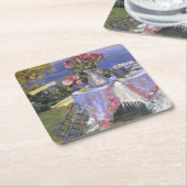 海によるバラ スクエアペーパーコースター (アングル)