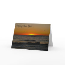 海によるビジネス季節の挨拶のカード日没