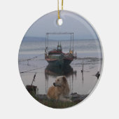 海によるレトリーバー セラミックオーナメント (左)