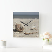 海による砂の貝殻 スクエア壁時計 (ホーム)