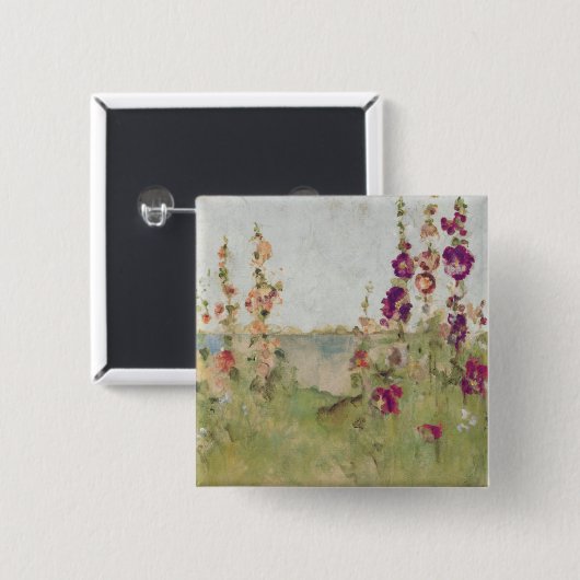 海によるHollyhocks 缶バッジ (正面&裏面)