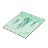 海にインスパイアされたクラゲの青い水彩 タイル (側面)