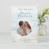 海にインスパイアされた柔らかな青の水彩画 - Save The Date 招待状 (スタンド正面)