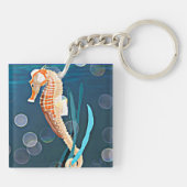 海にシャボン玉を持つオレンジシーホース キーホルダー (裏面)