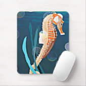 海にシャボン玉を持つオレンジシーホース マウスパッド (マウス)