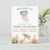 海にダイブ!パステル色の誕生日 招待状 (スタンド正面)