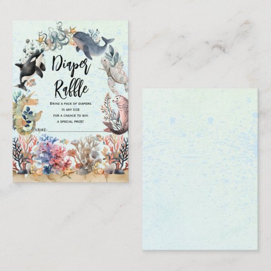 海に中立おむつラッフルベビーシャワーの下 エンクロージャーカード (正面/裏面)