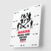 海に出て行っても終わらない スクエア壁時計 (傾斜)