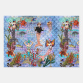 海に囲まれた魔法の神話の人魚 ラッピングペーパーシート (正面2)