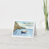 海に地中海の入るボートおとうさん カード (正面)